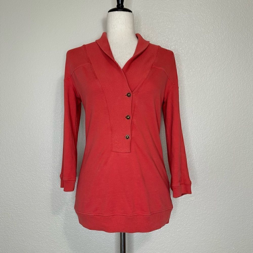 Citizens of Humanity 100% Cotton Shawl Collar Reddish Orange Sweatshirt